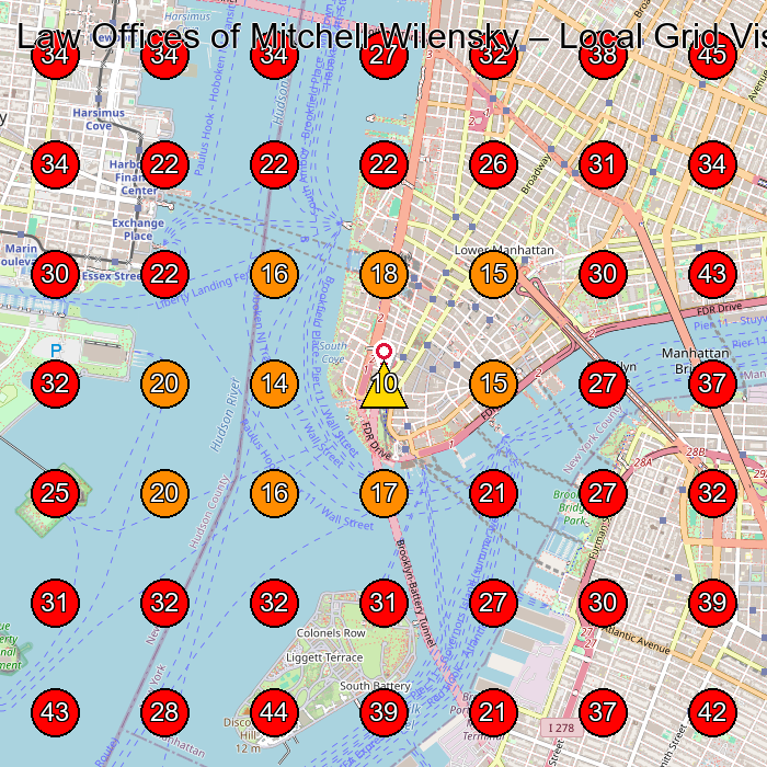 Law Offices of Mitchell Wilensky GeoGrid visibility map for Law Firm in 1 Liberty Pl